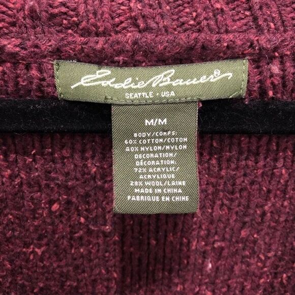 Eddie Bauer Burgundy‎ Embroidered Cardigan Size M - Picture 4 of 5